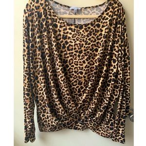 White Birch Leopard Long-sleeve Dolman Top